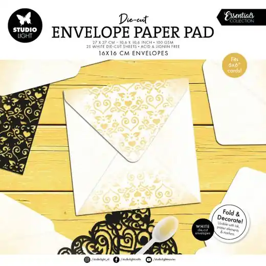 Die-cut paper pad 16x16cm envelopes - Essentials nr. 440 Alleen Vandaag