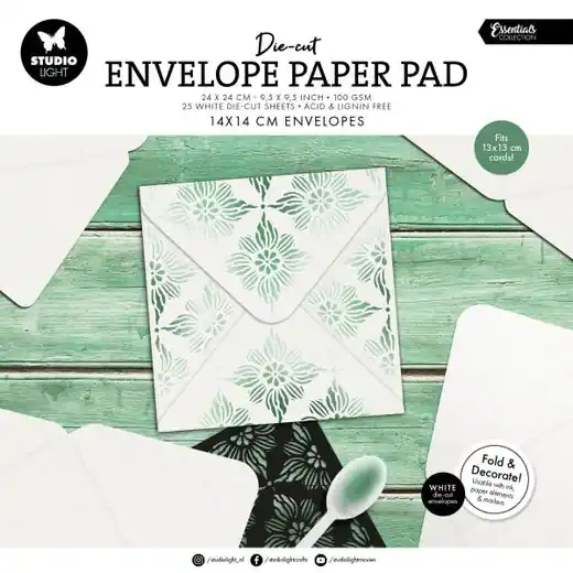Die-cut paper pad 14x14cm envelopes - Essentials nr. 441 Snelle Levering