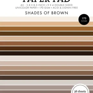 Actieprijs Paper pad A5 36 vel - Double sided unicolor Shades of brown nr. 158